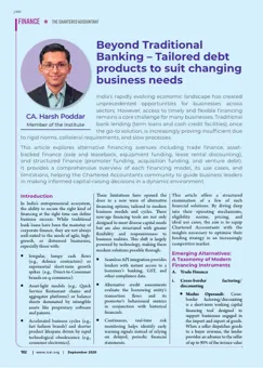 The Chartered Accountant, ICAI journal article: Beyond Traditional Banking: Tailored debt products to suit changing business needs