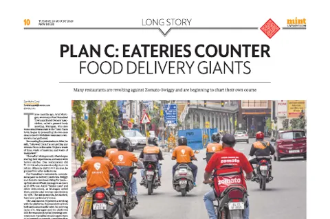 Mint, New Delhi edition article: Plan C: Eateries counter food delivery giants